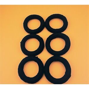 6 Mata Ortiz Pottery Olla Rings Hand Made Mexican Clay Black Yarn Mexico 3.5"